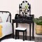 Black LED Vanity Table with 360 Degree Rotating Mirror Adjustable Brightness Large Storage Drawers and Stool